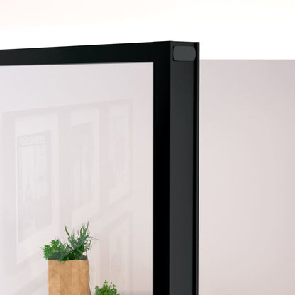 Binnendeur 76x201,5 cm gehard glas en aluminium smal zwart