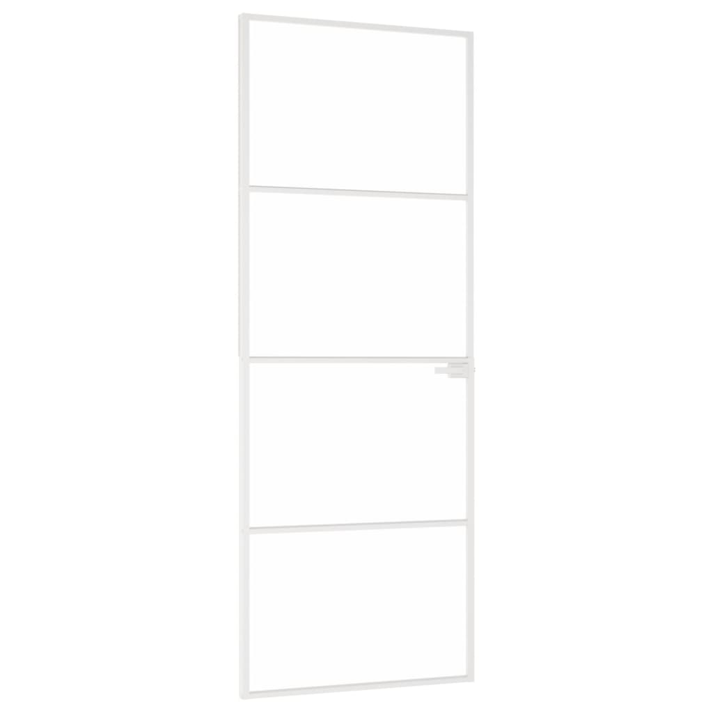 Binnendeur 76x201,5 cm gehard glas en aluminium smal wit