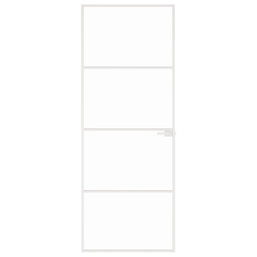 Binnendeur 76x201,5 cm gehard glas en aluminium smal wit