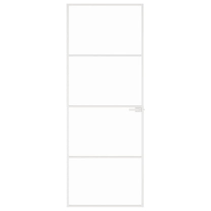Binnendeur 76x201,5 cm gehard glas en aluminium smal wit