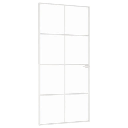 Binnendeur 93x201,5 cm gehard glas en aluminium smal wit