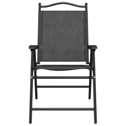 Tuinstoelen 2 st inklapbaar staal en textileen gemêleerd grijs
