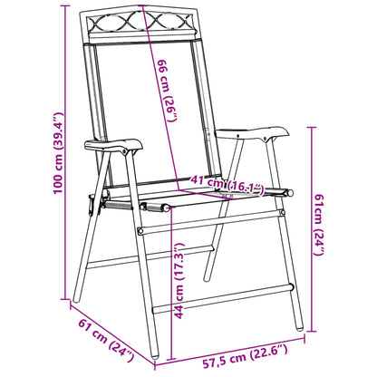 Tuinstoelen 2 st inklapbaar staal en textileen gemêleerd grijs