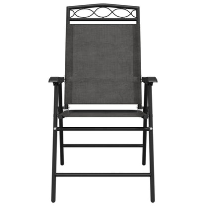 Tuinstoelen 2 st inklapbaar staal en textileen gemêleerd grijs