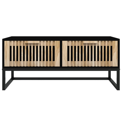 Salontafel 80x40x35 cm bewerkt hout en ijzer zwart