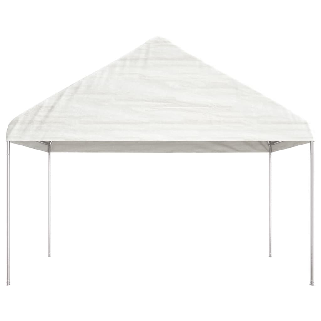 Prieel met dak 4,08x2,23x3,22 m polyetheen wit