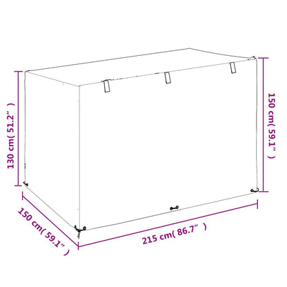 Schommelbankhoezen 2 st 12 oogjes 215x150x130/150 cm polyetheen