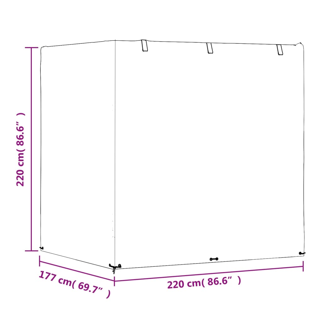 Schommelbankhoezen 2 st met 12 oogjes 220x177x220 cm polyetheen