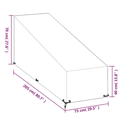 Ligbedhoezen 2 st met 12 oogjes 205x75x40/70 cm polyetheen