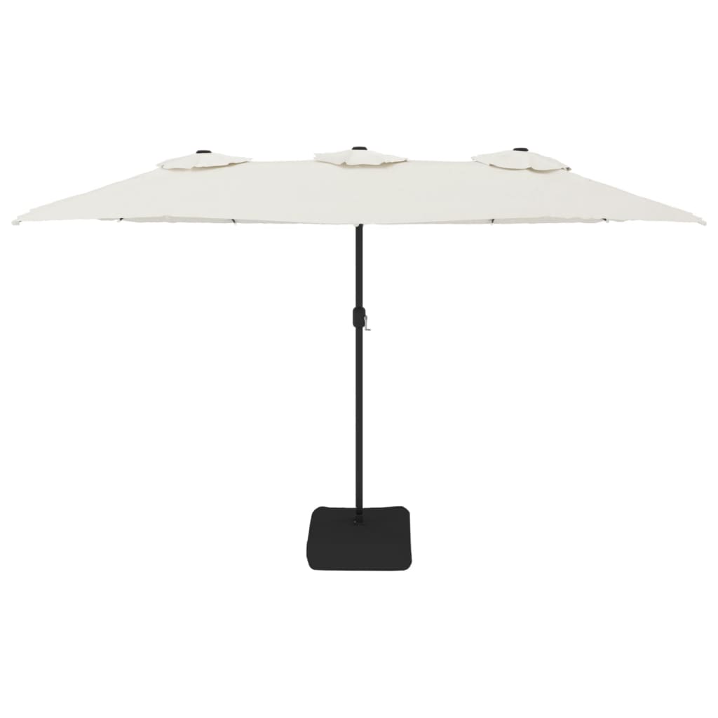 Parasol dubbel dak met LED 449x245 cm zandwit