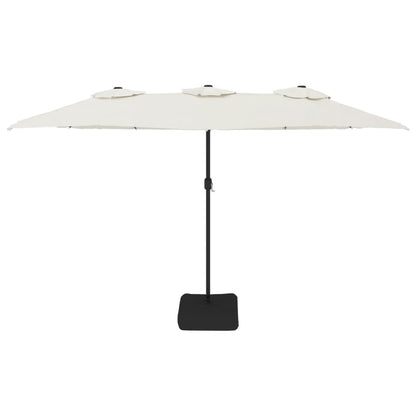 Parasol dubbel dak met LED 449x245 cm zandwit