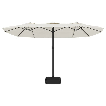 Parasol dubbel dak met LED 449x245 cm zandwit