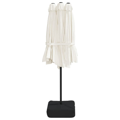 Parasol dubbel dak met LED 449x245 cm zandwit