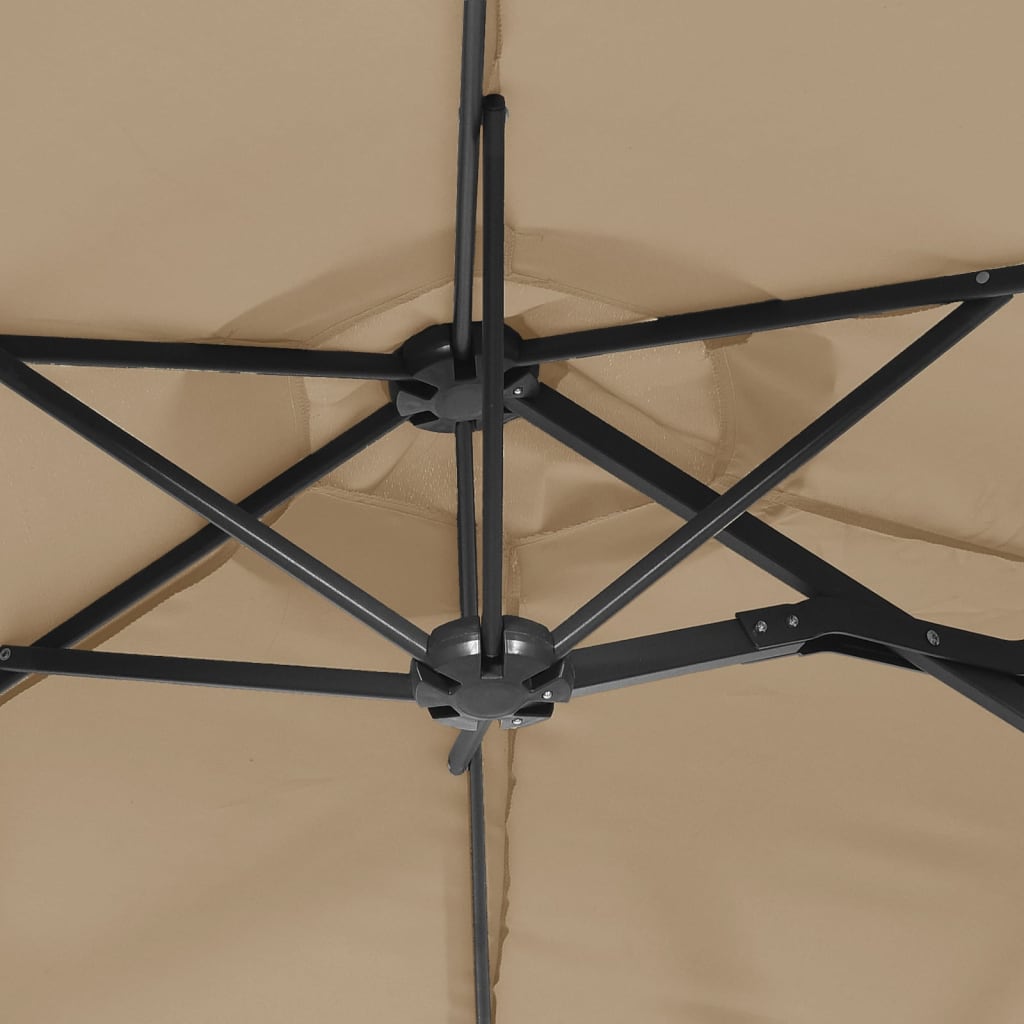 Parasol dubbel dak 316x240 cm taupe