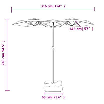 Parasol dubbel dak 316x240 cm taupe