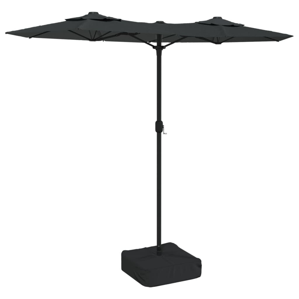 Parasol dubbel dak met LED's 316x240 cm antracietkleurig