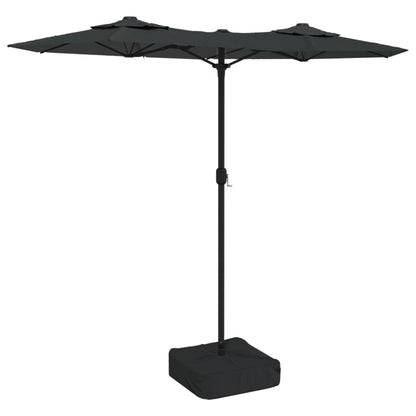 Parasol dubbel dak met LED's 316x240 cm antracietkleurig