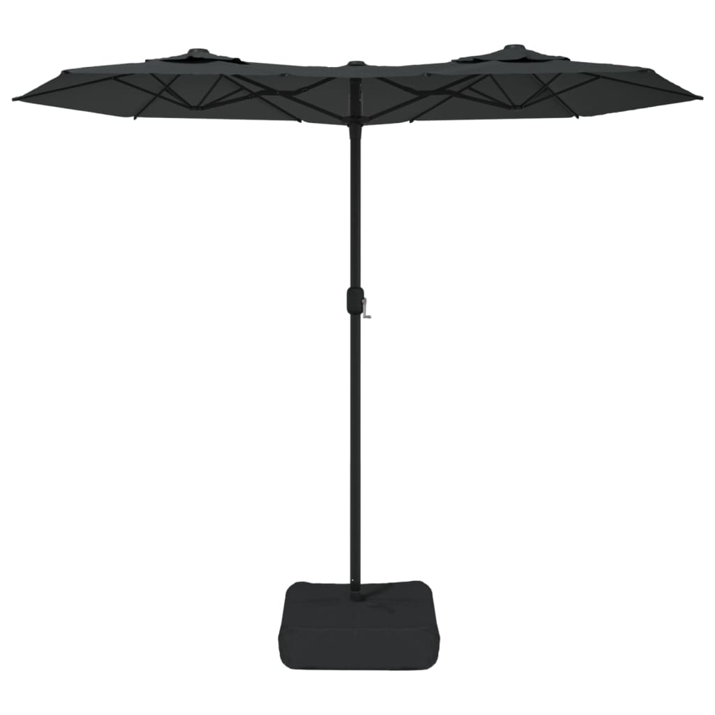 Parasol dubbel dak met LED's 316x240 cm antracietkleurig