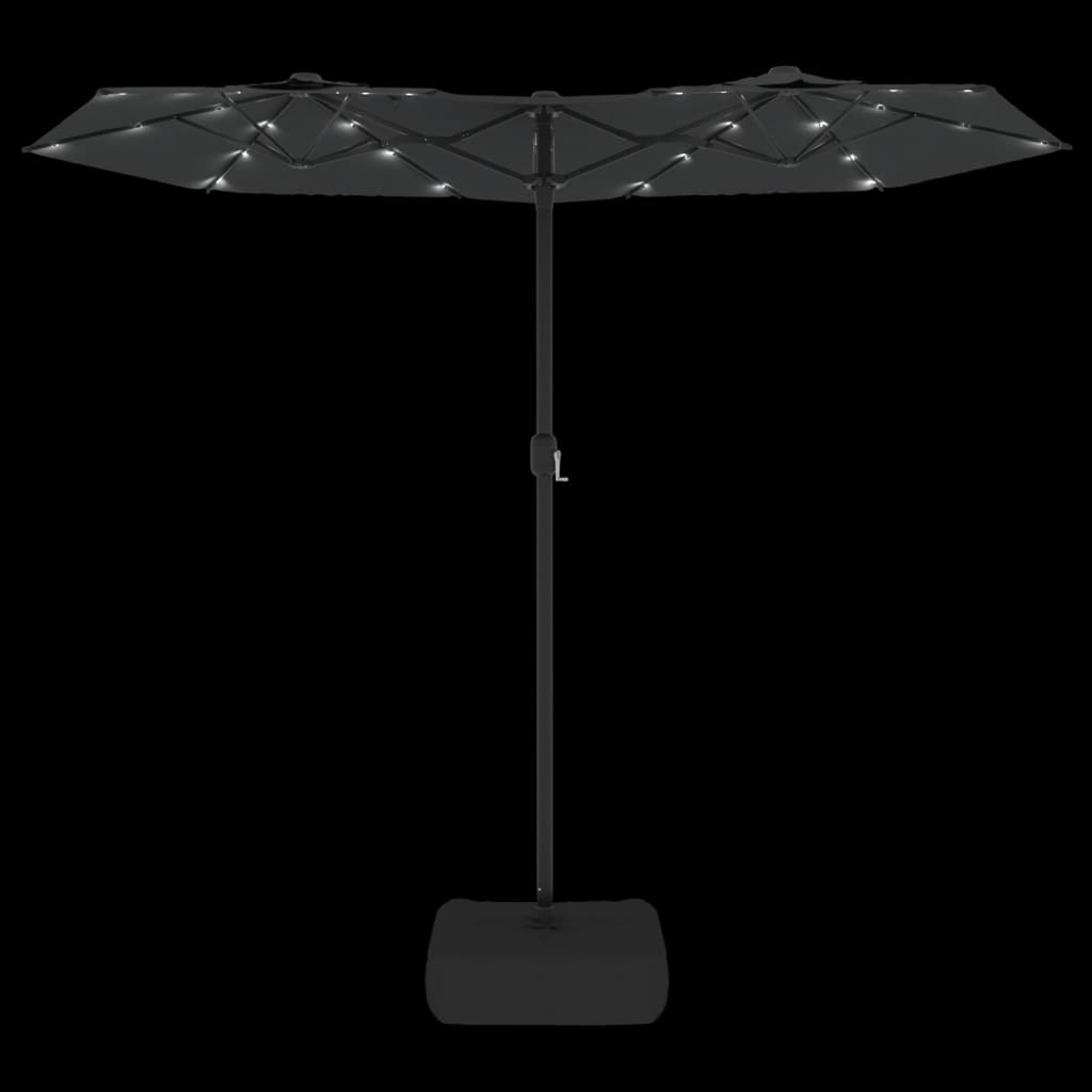 Parasol dubbel dak met LED's 316x240 cm antracietkleurig