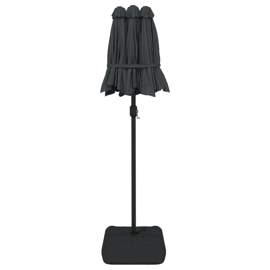 Parasol dubbel dak met LED's 316x240 cm antracietkleurig