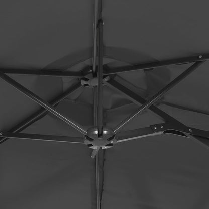 Parasol dubbel dak met LED's 316x240 cm antracietkleurig