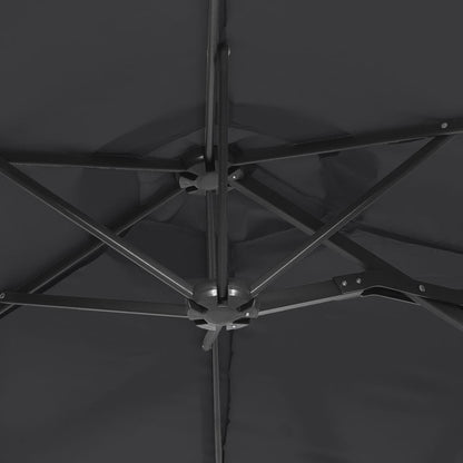 Parasol dubbel dak met LED's 316x240 cm zwart
