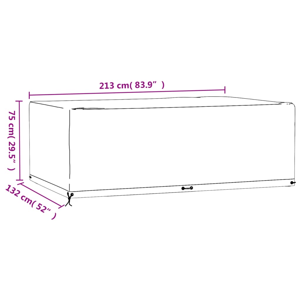 Tuinmeubelhoes met 12 oogjes rechthoekig 213x132x75 cm