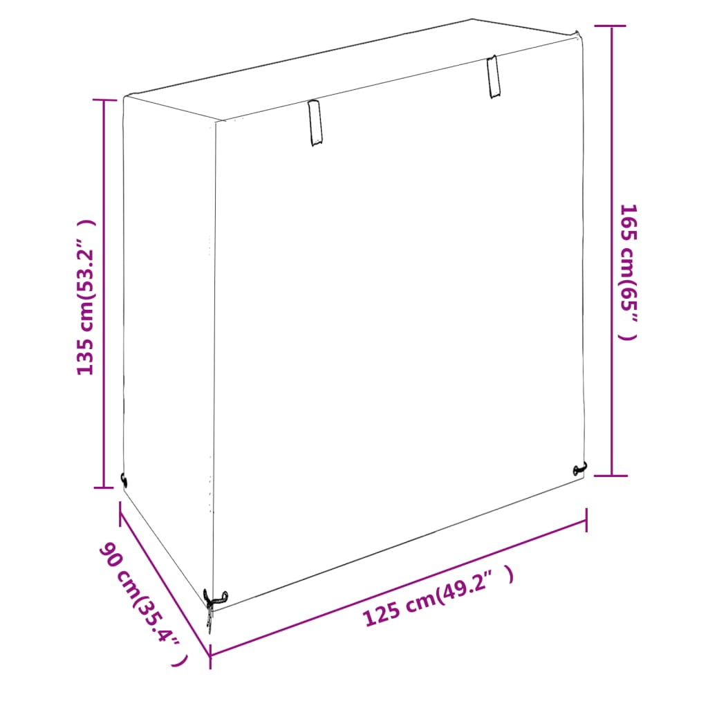 Schommelbankhoes met 8 oogjes 125x90x135/165 cm polyetheen