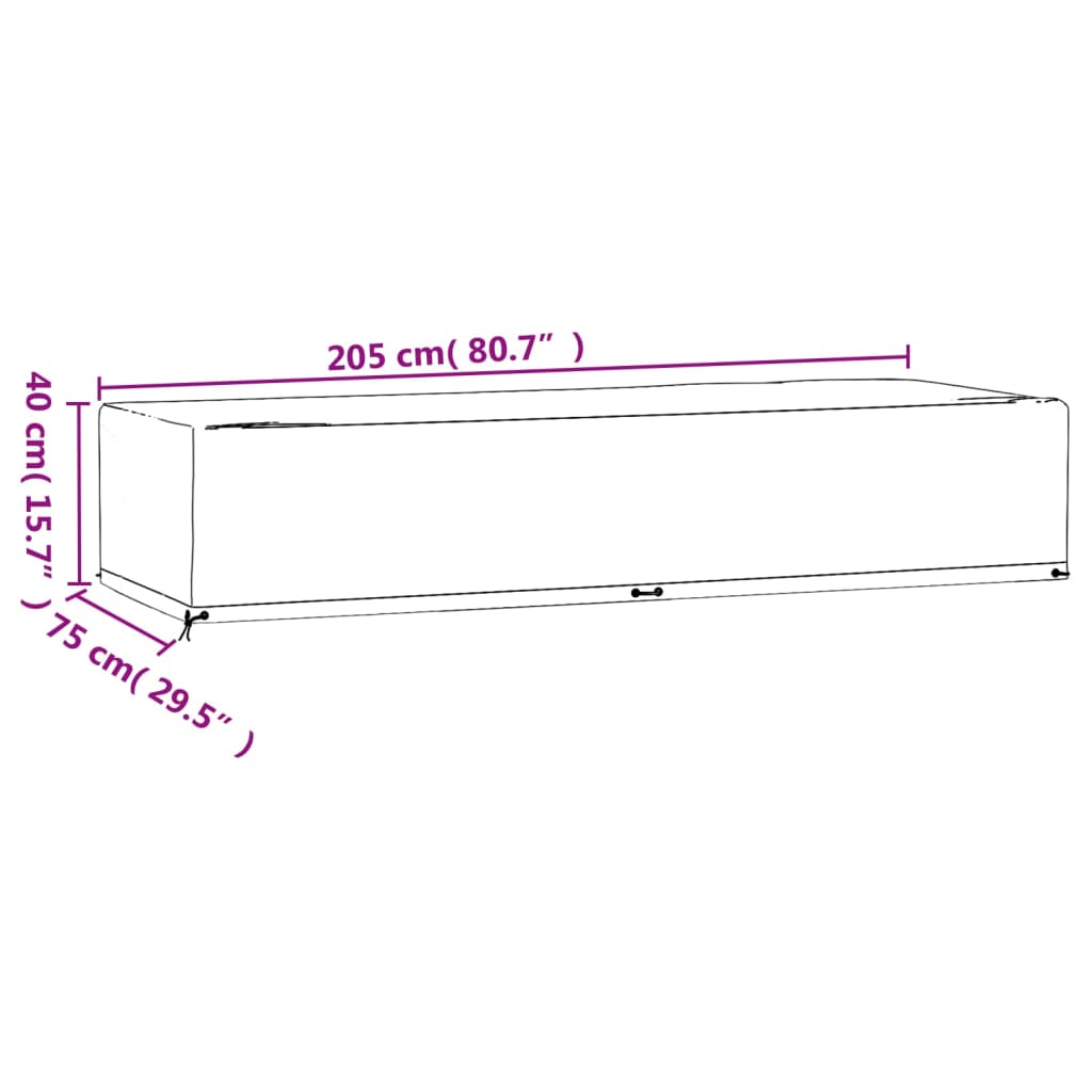Ligbedhoes met 12 oogjes 205x75x40 cm polyetheen