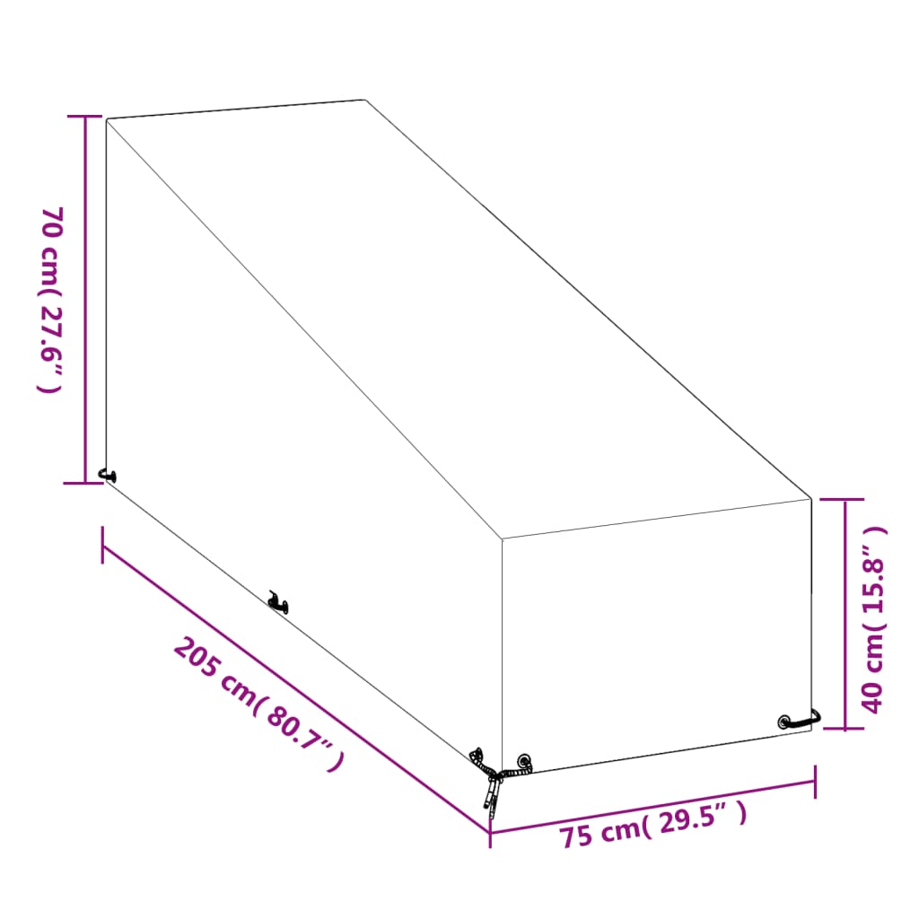 Ligbedhoes met 12 oogjes 205x75x40/70 cm polyetheen