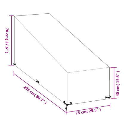 Ligbedhoes met 12 oogjes 205x75x40/70 cm polyetheen
