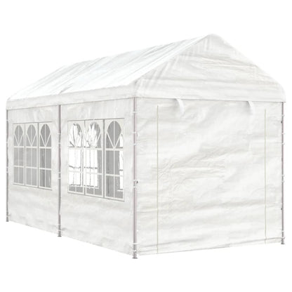 Prieel met dak 4,46x2,28x2,69 m polyetheen wit