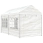 Prieel met dak 4,46x2,28x2,69 m polyetheen wit