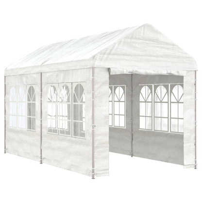 Prieel met dak 4,46x2,28x2,69 m polyetheen wit