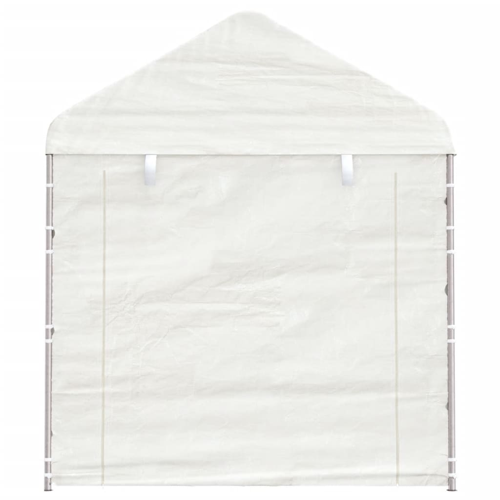 Prieel met dak 4,46x2,28x2,69 m polyetheen wit