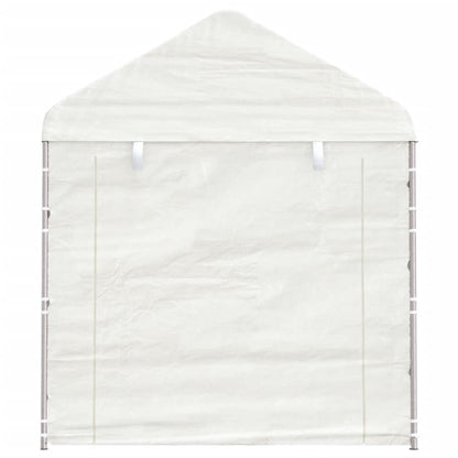 Prieel met dak 4,46x2,28x2,69 m polyetheen wit