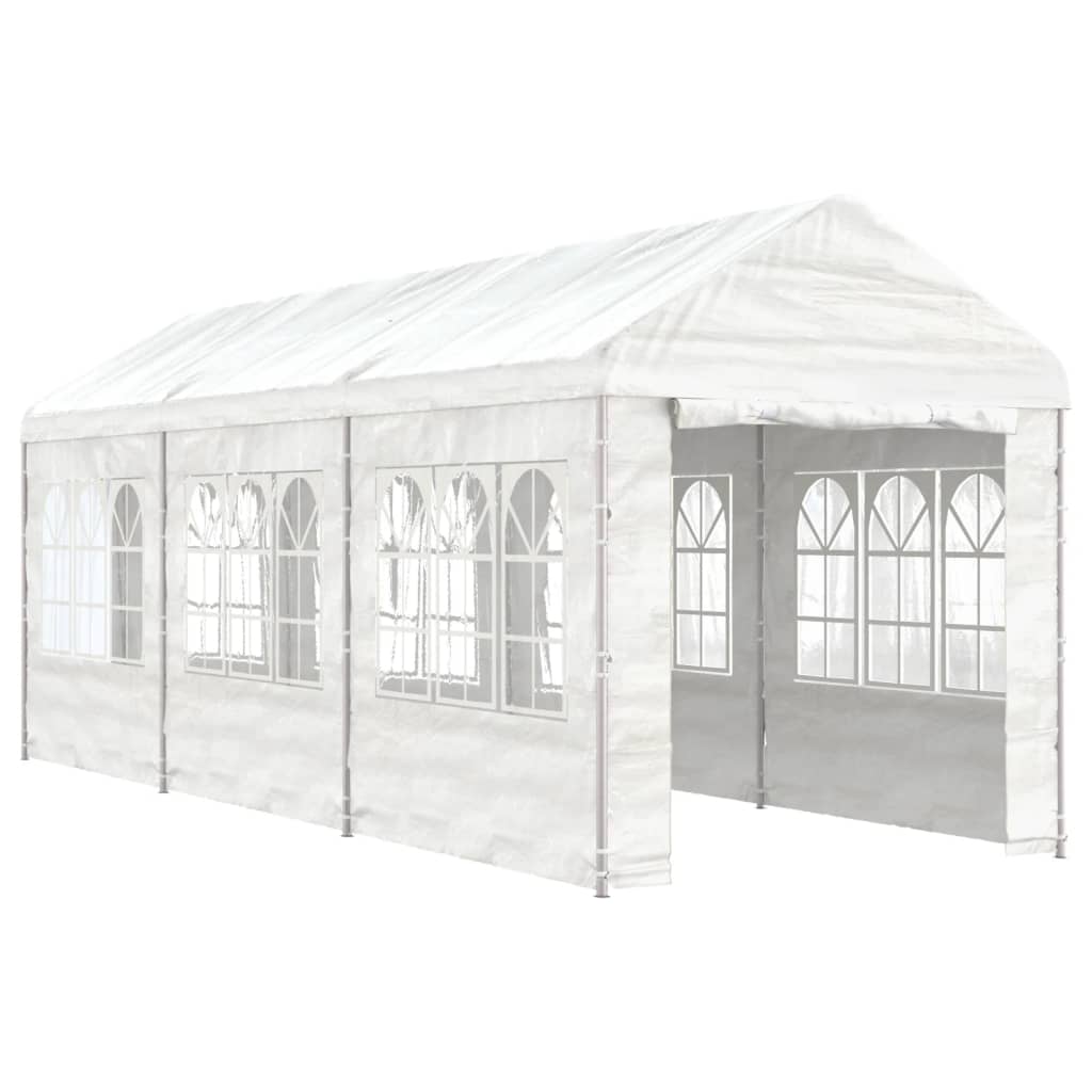 Prieel met dak 6,69x2,28x2,69 m polyetheen wit
