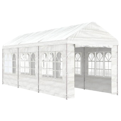 Prieel met dak 6,69x2,28x2,69 m polyetheen wit