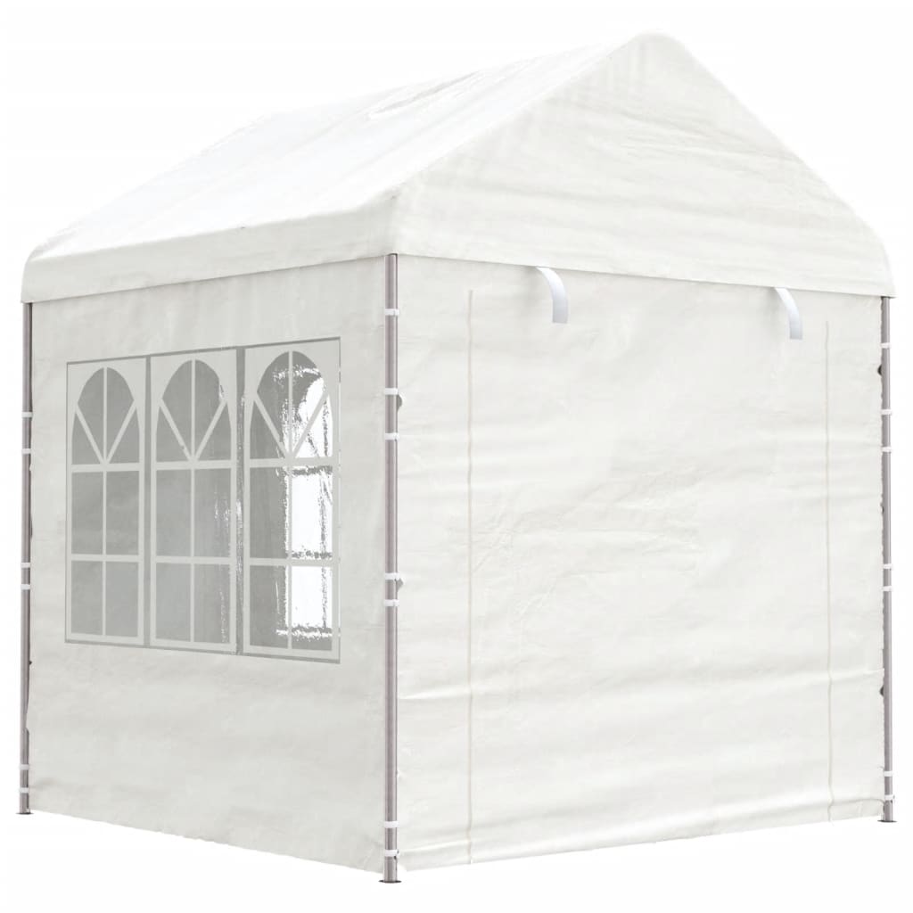 Prieel met dak 6,69x2,28x2,69 m polyetheen wit