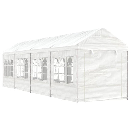 Prieel met dak 8,92x2,28x2,69 m polyetheen wit