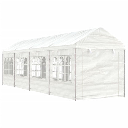 Prieel met dak 8,92x2,28x2,69 m polyetheen wit