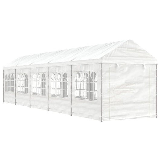 Prieel met dak 11,15x2,28x2,69 m polyetheen wit