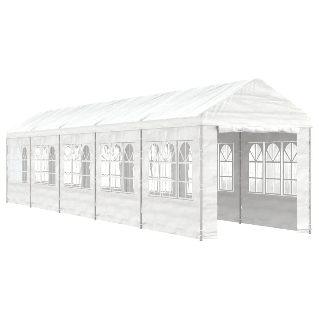 Prieel met dak 11,15x2,28x2,69 m polyetheen wit