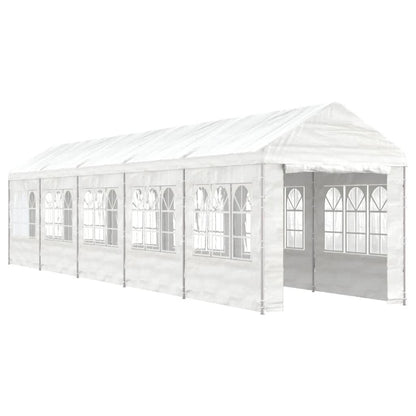 Prieel met dak 11,15x2,28x2,69 m polyetheen wit