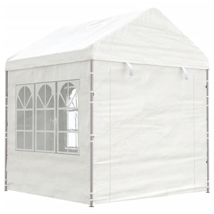 Prieel met dak 11,15x2,28x2,69 m polyetheen wit