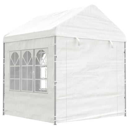Prieel met dak 13,38x2,28x2,69 m polyetheen wit