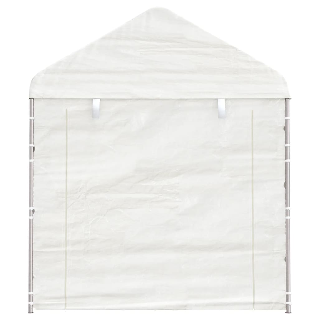 Prieel met dak 13,38x2,28x2,69 m polyetheen wit