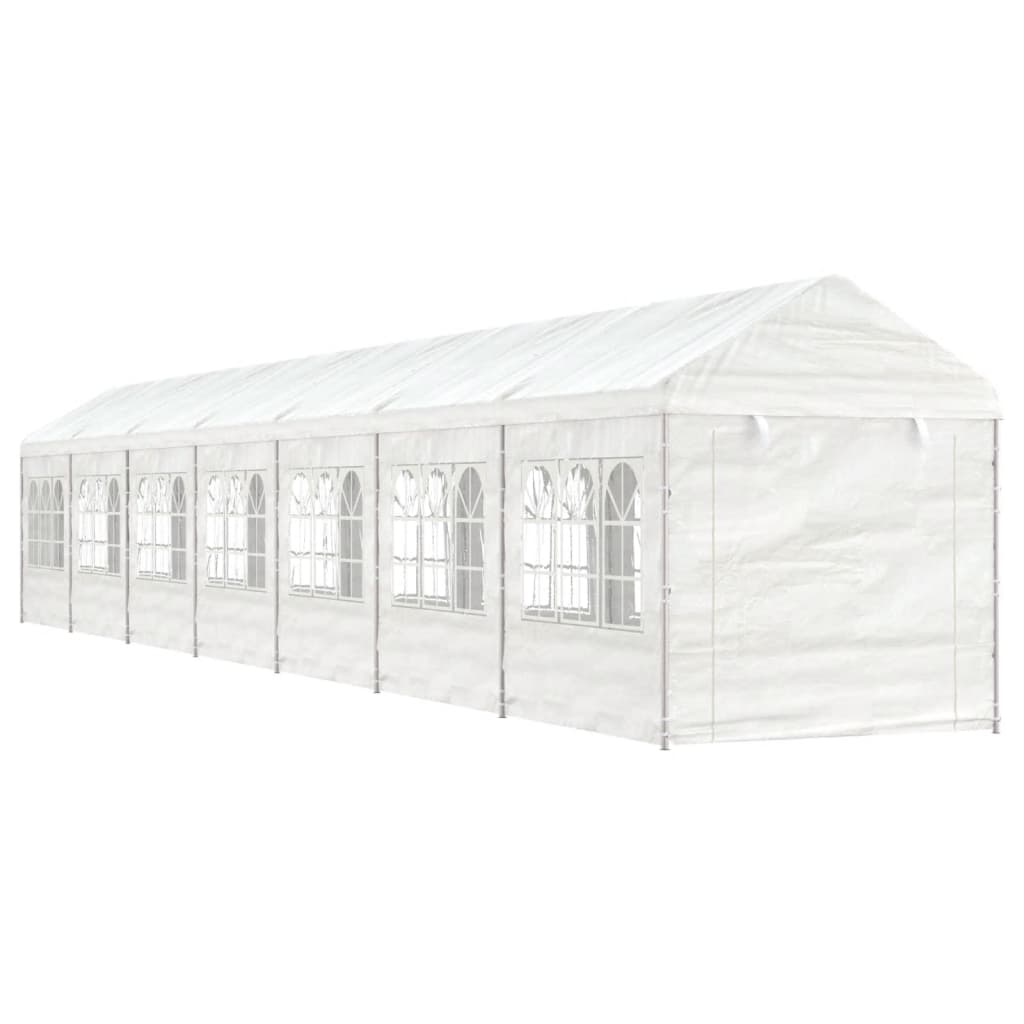 Prieel met dak 15,61x2,28x2,69 m polyetheen wit