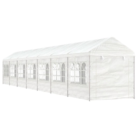 Prieel met dak 15,61x2,28x2,69 m polyetheen wit