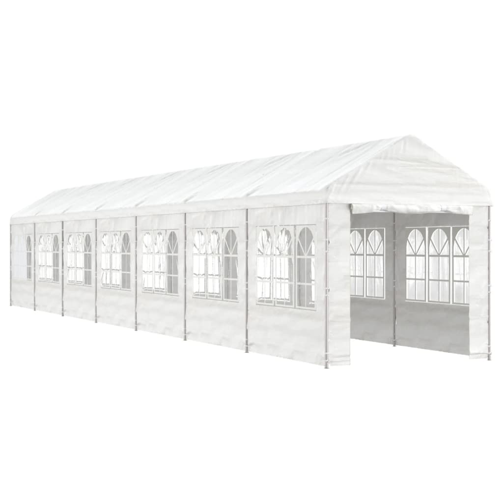 Prieel met dak 15,61x2,28x2,69 m polyetheen wit